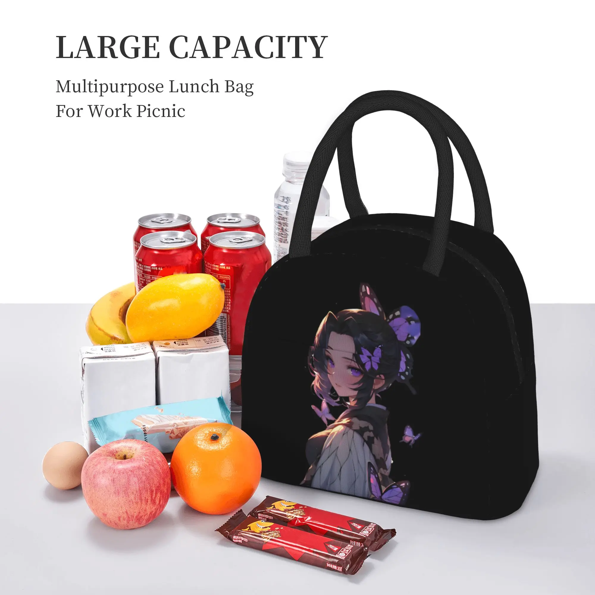 Kocho Shinobu Demons Anime Insulated Lunch Bags Large   Meal Container Thermal Bag Tote Lunch Box Work  Picnic Bento Pouch view 6