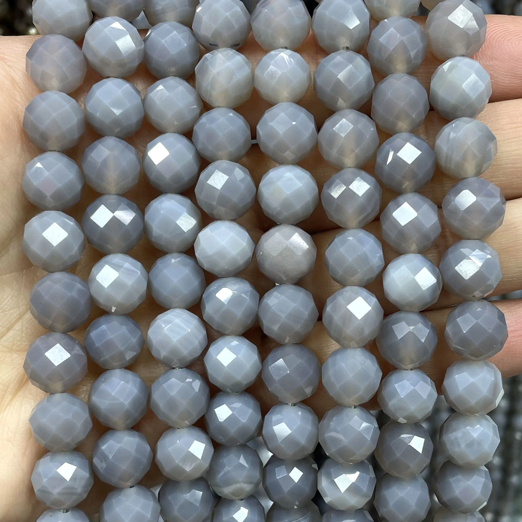 Natural Faceted Grey Agates Gem Loose Spacer Beads For Jewelry Making DIY Bracelet Necklaces Accessorie 6/8/10MM 7.5 inches