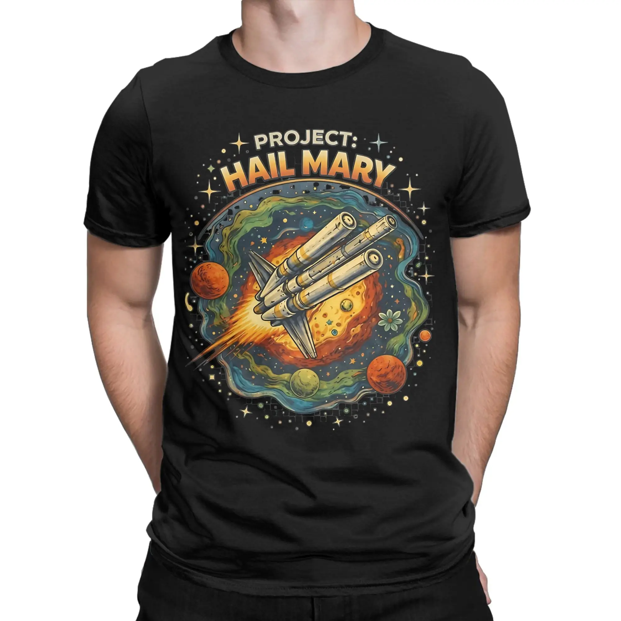 Project Hail Mary Comfort Color T-Shirt Men's  Awesome T Shirts Summer O-Neck Hippie Tee Shirt Pattern Oversized Clothing