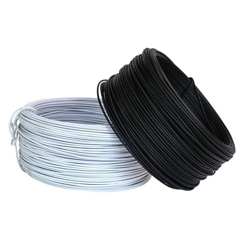 1 Roll Black Iron Wire 0.55/0.75mm Round/Flat Type Plastic-coated Flexible Tie Bend Cable for DIY Jewelry Craft Home Garden