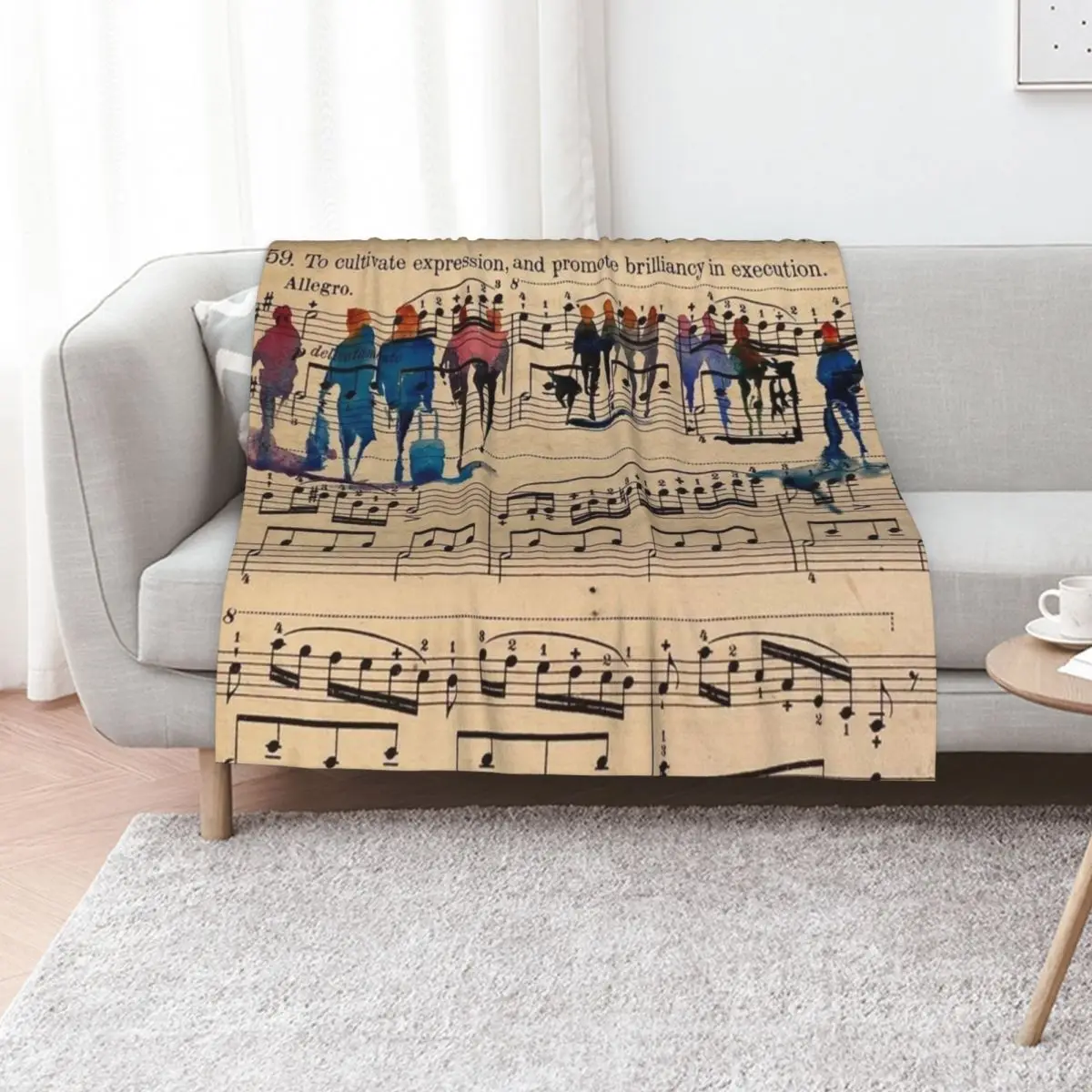 

Music Sheet Painting Throw Blanket Vintage Decorative Throw Weighted For Decorative Sofa Blankets