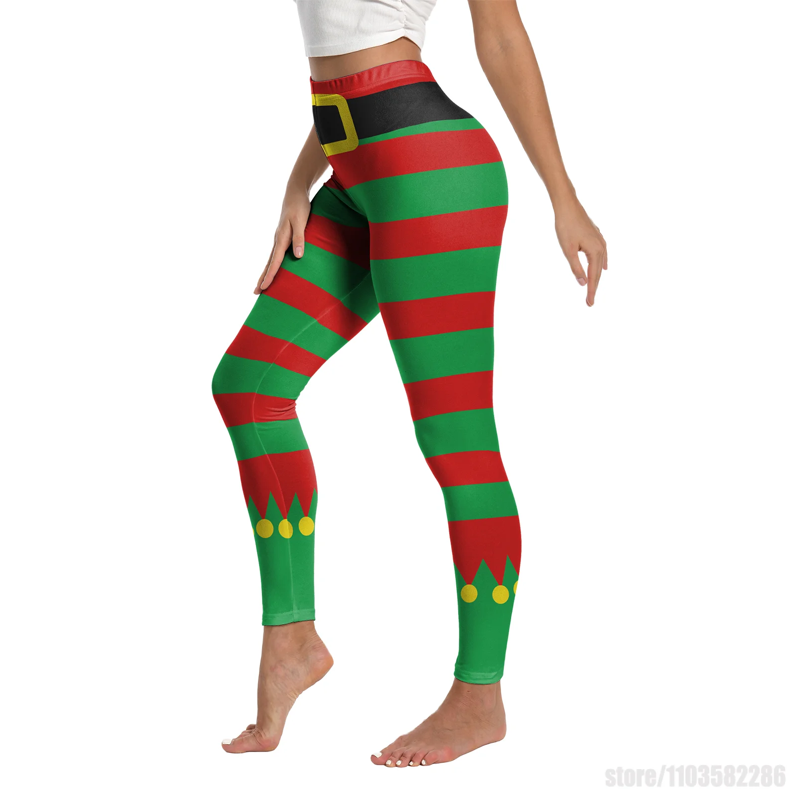 Weihnachten Leggings Elf Cosplay Kostüm 3D Druck Frauen Yoga Leggings Weihnachten Elastische Hosen Karneval Party Festival Hosen