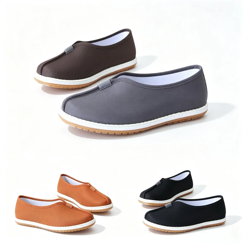 Chinese Traditional Monk Shoes Handmade Cloth Slip On Shoes Breathable Buddhist Priest Meditation Flat Shoes Non-slip Rubber Sol