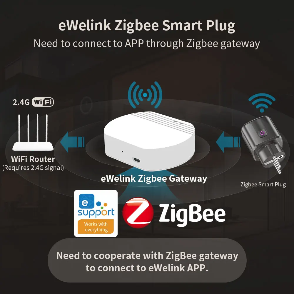 eWelink Zigbee Smart Plug 16A/20A Presa UE con monitor di alimentazione Controllo vocale compatibile con Google Assistant Alexa