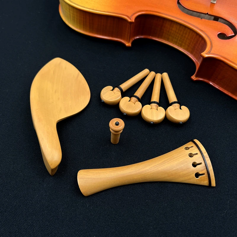 1 set High quality 4/4 violin viola Boxwood accessories parts fittings,Tailpiece+Tuning pegs+Endpins+Chin rest/Chin Holder