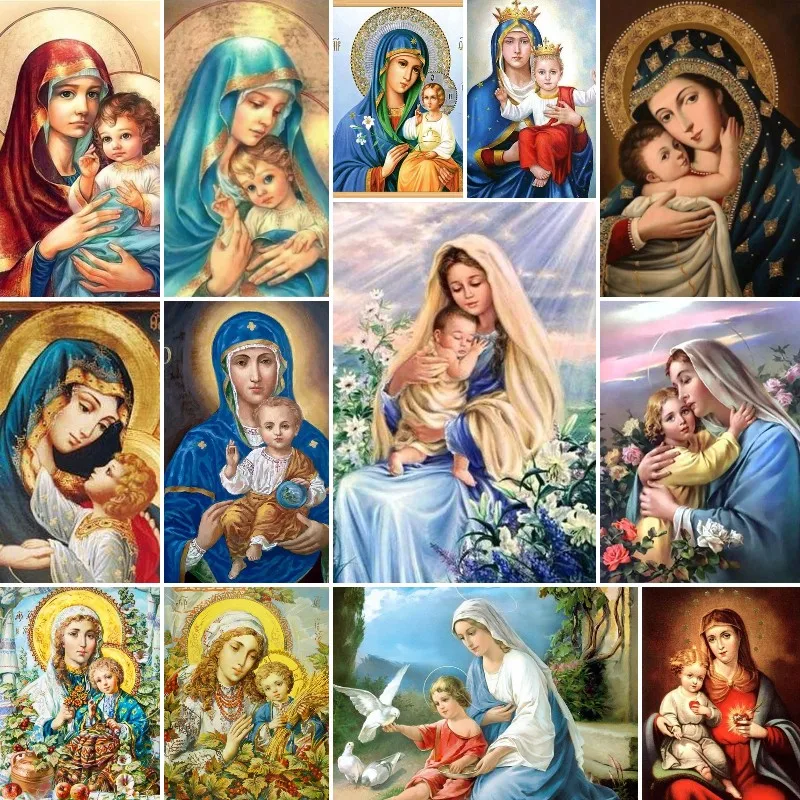 

5D Diamond Painting Mother Mary and Baby Jesus Embroidery Religious Full Square/Round Mosaic Cross Stitch Home Decor Art Gift