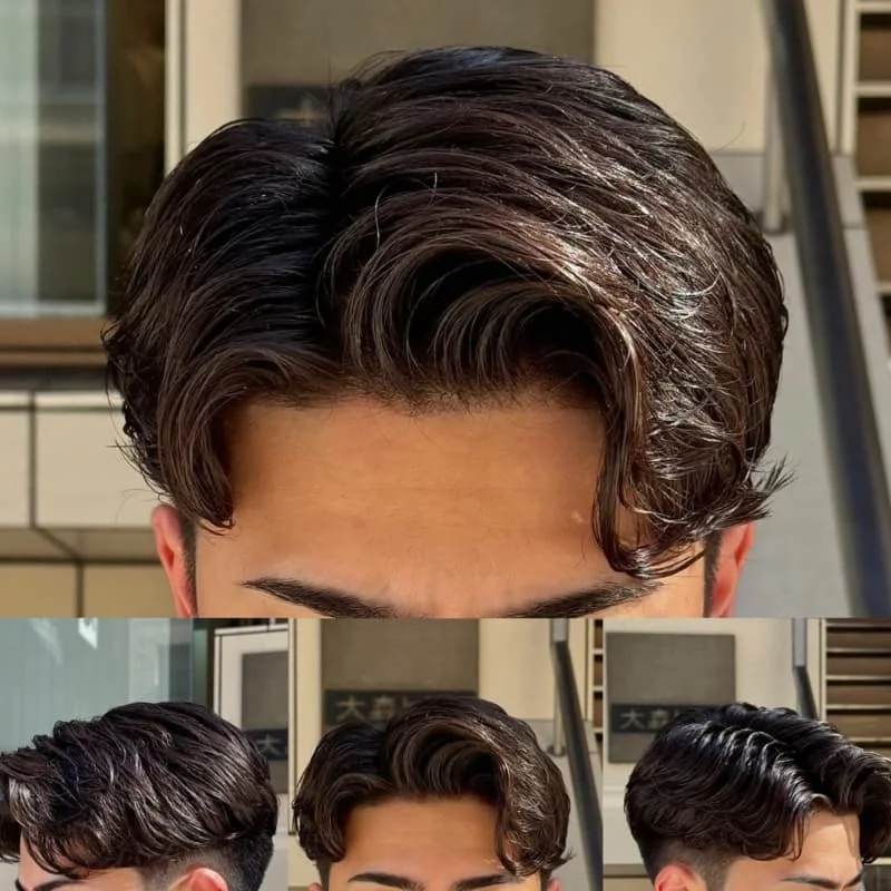 100% شعر بشري طبيعي ذكر صناعي نحيف الجلد كامل قاعدة من البولي يوريثان 0.12 مللي متر حقن الباروكات للرجال نظام الرجال الشعرية الاصطناعية