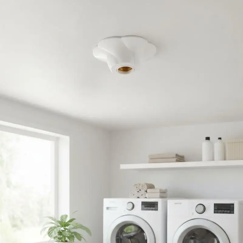 E27 Pendant Lamp Holder Rose Shaped White Fixed Base Socket Suitable for Indoor Shop Window Display Lighting Use