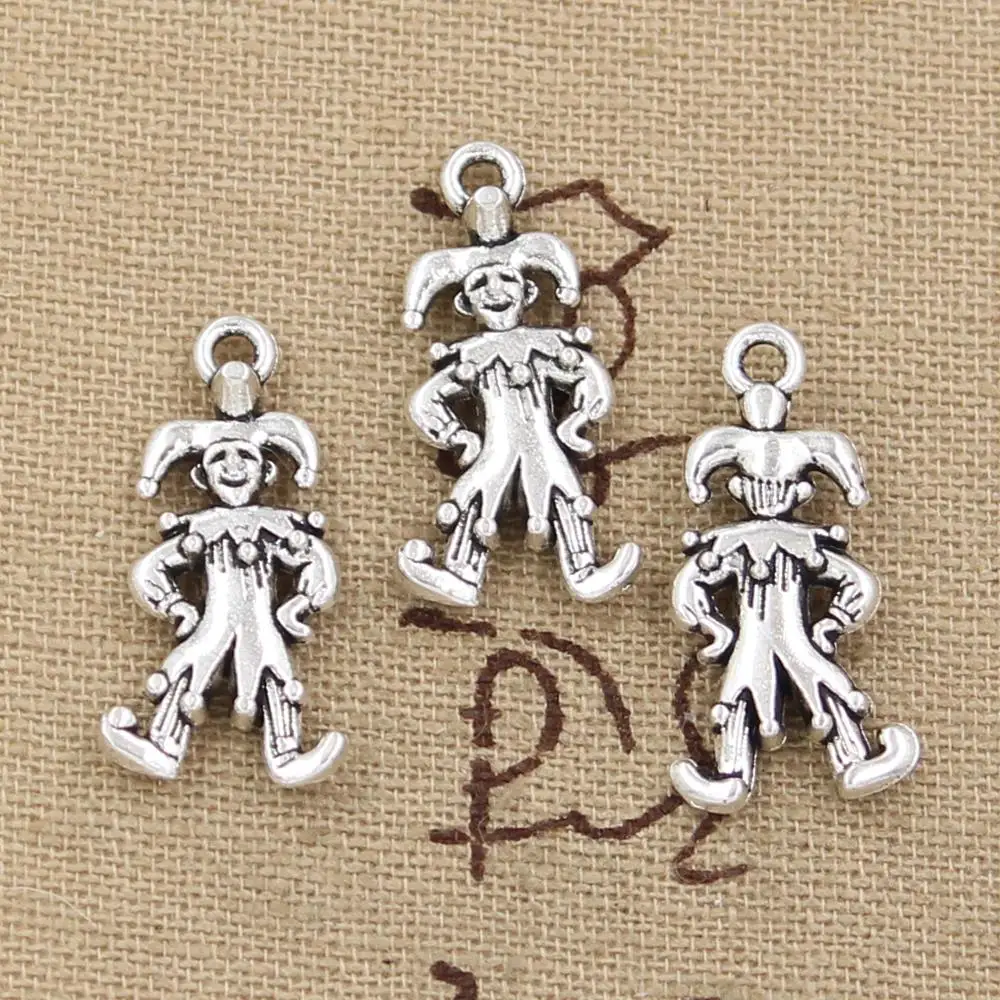 15 sztuk Charms clown joker jester 25x12mm handmade Craft tworzenie wisiorów dopasowanie, w stylu Vintage tybetański brąz srebrny kolor, DIY dla naszyjnik