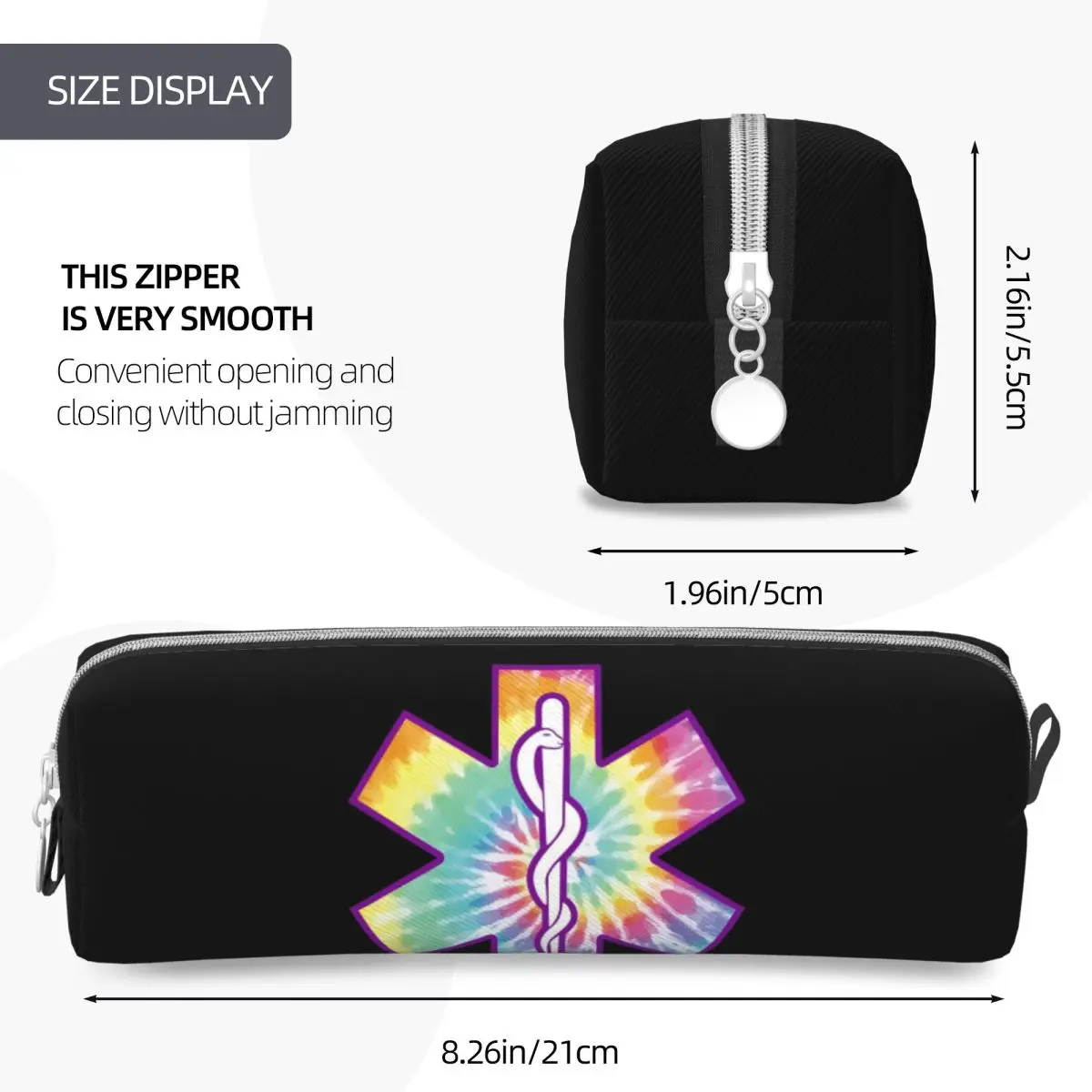 EMT المسعف نجمة الحياة EMS الملونة التعادل صبغ مقلمة أكياس القلم صندوق القلم للبنين بنات مكتب قلم رصاص الحقيبة حقيبة مستحضرات التجميل #4