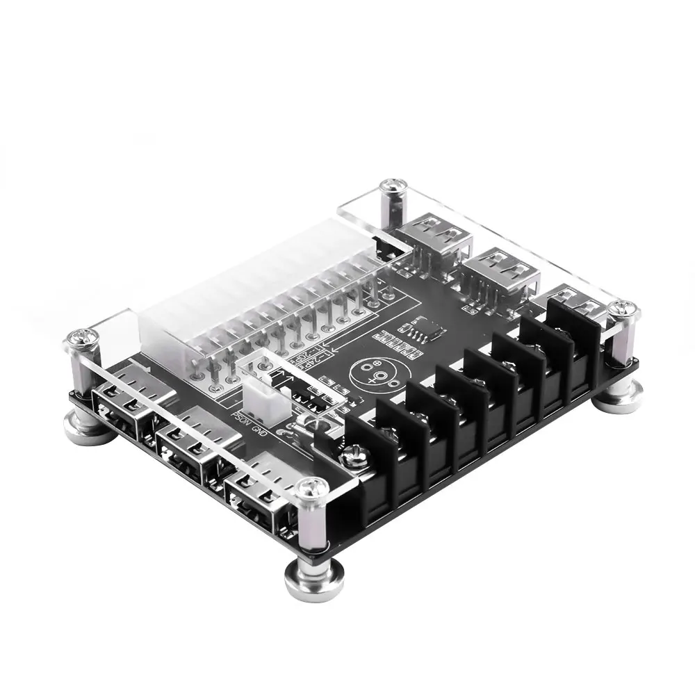 24-Pin-ATX-Netzteil-Breakout-Board und Acrylgehäuse-Kit, Moduladapter, Stromanschluss, unterstützt 3,3 V/5 V/12 V, 1,8 V–10,8 V (einstellbar) – Detail 15