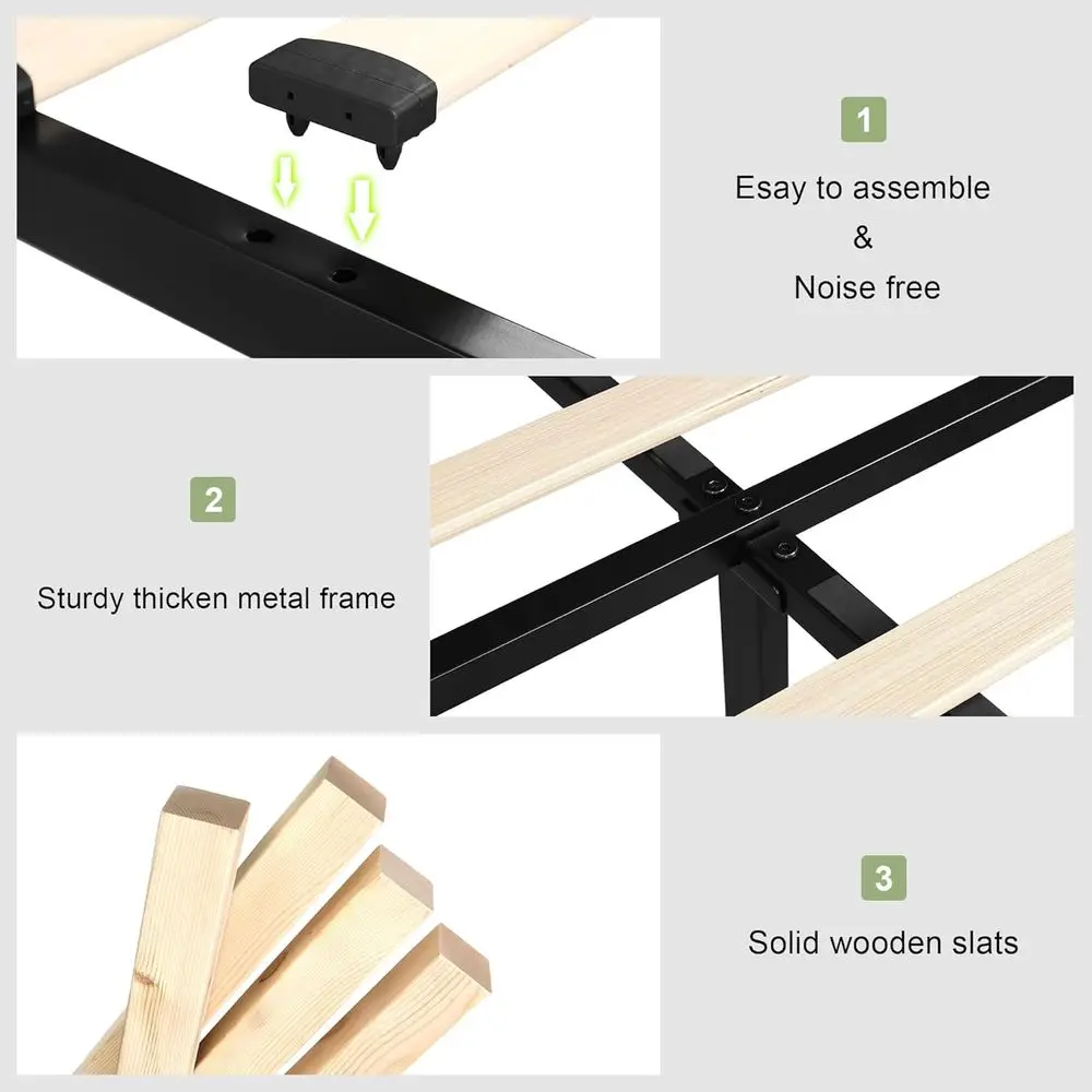 Черная мягкая кровать размера «queen-size» с 4 ящиками, зарядная станция, дизайн со спинкой, деревянная опора для планок, без коробчатой пружины, простая сборка