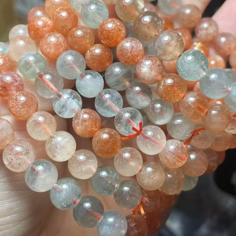 A+  AKAC approx7-9mm 100% natural Arusha golden sunstone bracelet beads