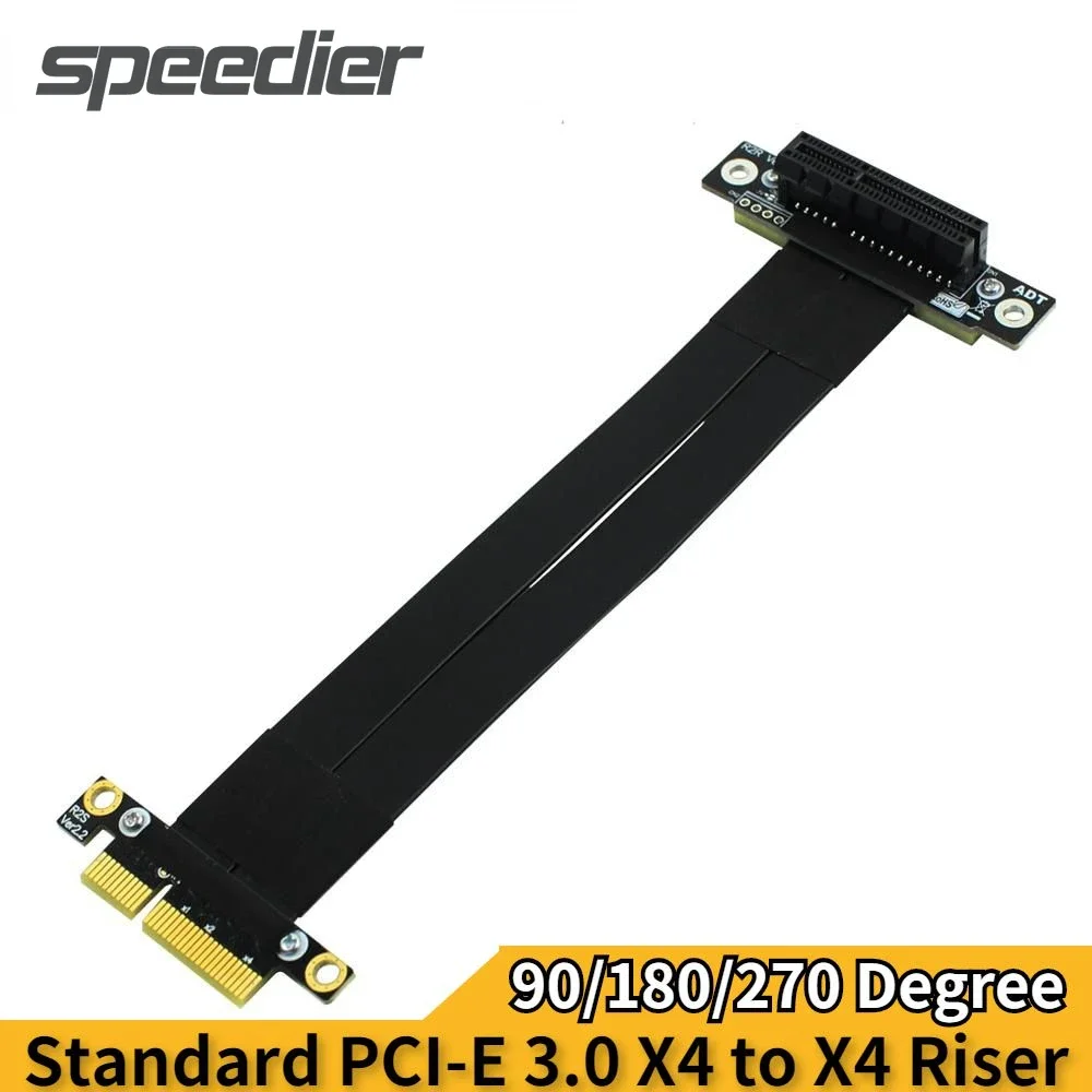 

PCIE X4 Riser Cable 90 270 градусов Прямоугольный удлинитель PCIe 3.0 x4–x4 32 Гбит/с PCI Express 4x Riser Card Удлинитель ленты