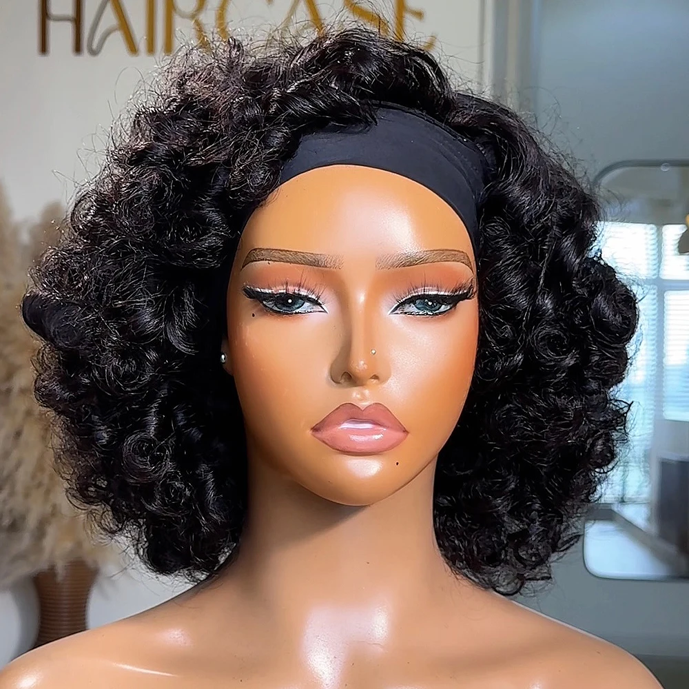 100% Human Hair Bouncy Curly 350 Density 13x6 HD Transparent Lace Frontal Wigs Brazilian Remy Hair Wigs Pre Plucked Wear And Go