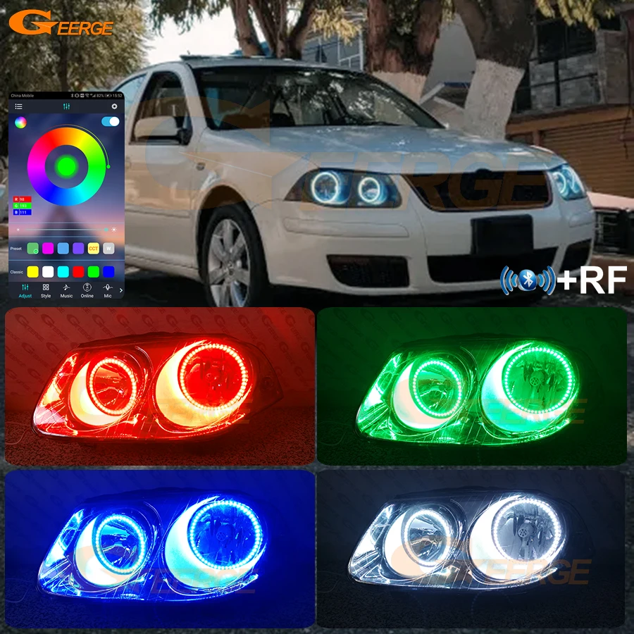 For Volkswagen VW Jetta City Clasico Bora Bluetooth-Compatible APP Ultra Bright Multi-Color RGB Led Angel Eyes Kit Halo Rings