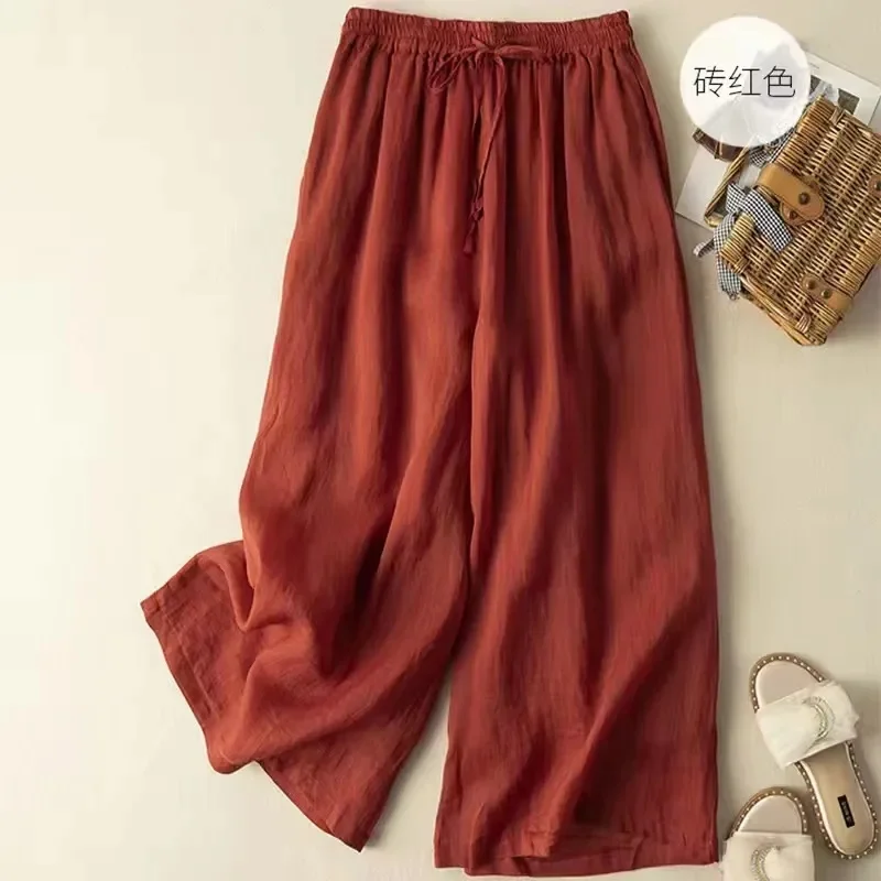 Casual Cotton Linen Chino Pants Wide Leg Lightweight Baggy Cotton Sweatpants Male Walking Jogger Trousers Work