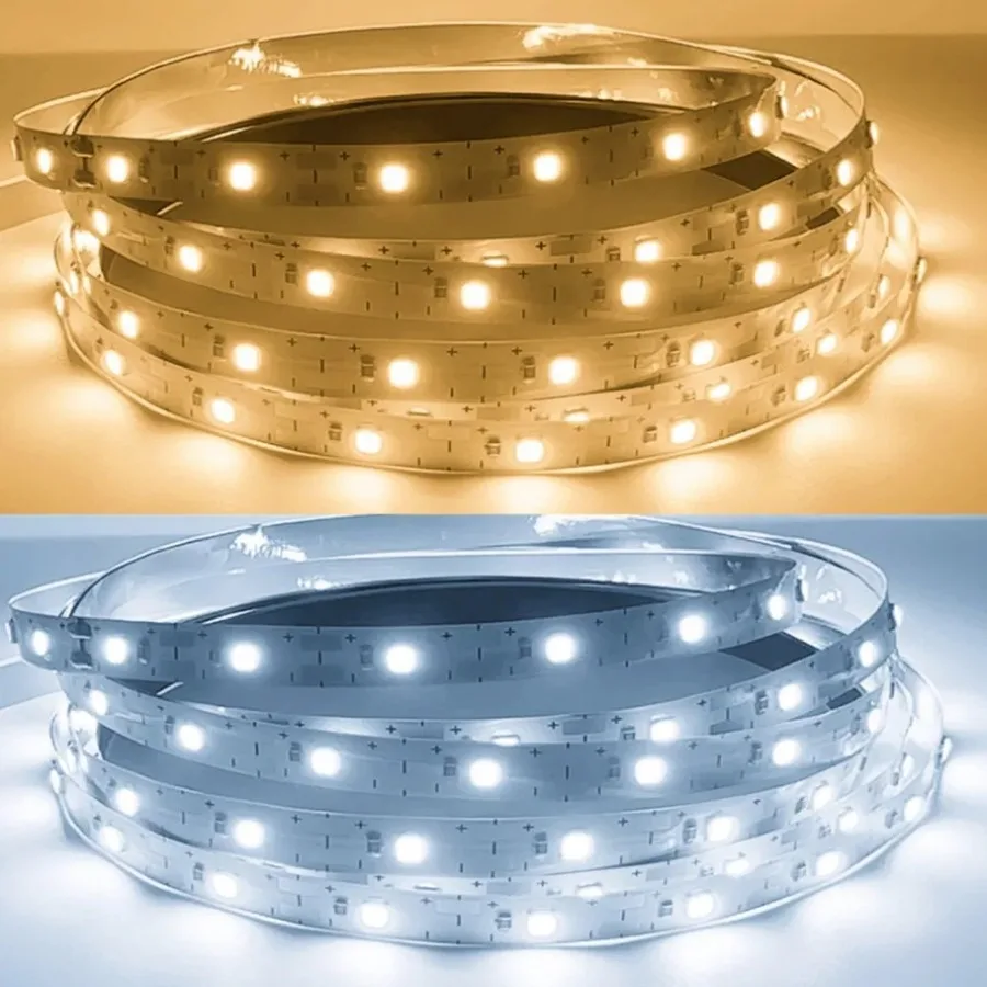 Cuttable 12V SMD2835 LED Strip with Welding Free DC Plug Home Strip Flexible Soft Lamp Bar for Home TV Background Decor 60LEDs/m