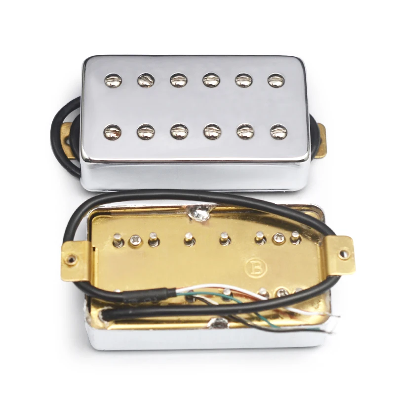 6 String Double Coil 12 Hole Humbucker Pickup for LP Electric Guitar Chrome