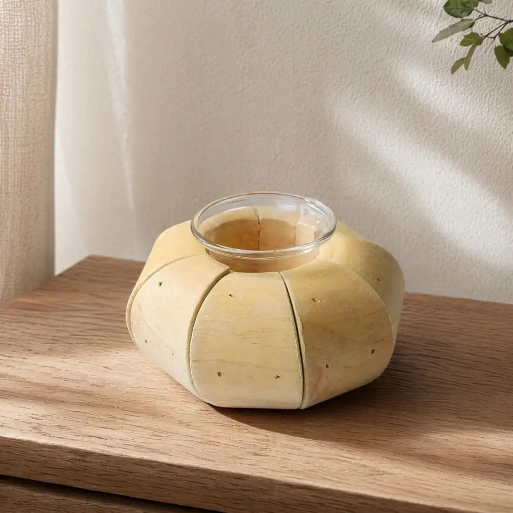 Log Glass Candle Holder Rustic Candle Holder Rustic Driftwood Candle Holder Handcrafted Wooden Glass Tealight Lantern for Room