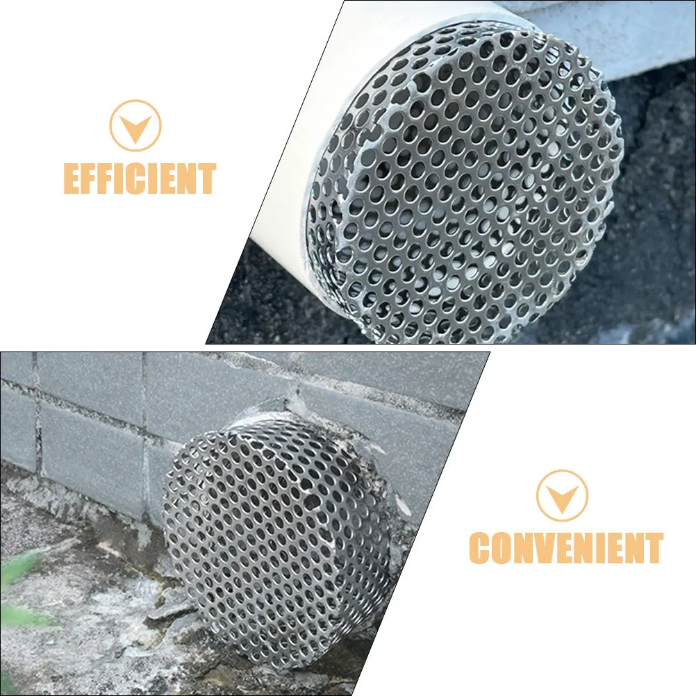 Stainless Steel Gutter Guard Strainer Efficient Hole Design Roof Drain Filter Universal Downspout Cover Outdoor Gutter