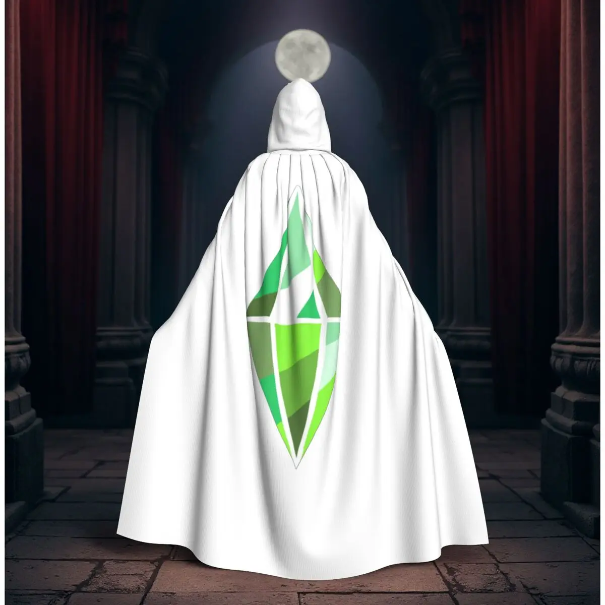 

Длинный капюшон-плащ Sims 4 Plumbob, средневековый костюм ведьмы, накидка для косплея, для взрослых, унисекс, на Хэллоуин