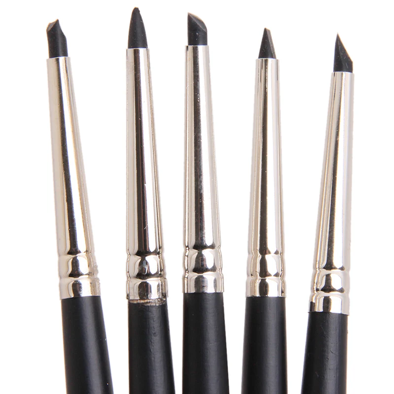 5Pcs/set Nail Art Pottery Clay Tools Carving Sculpture Sculpting Tools Cake Oils Engraving Rubber Craft Pen Brush Clay