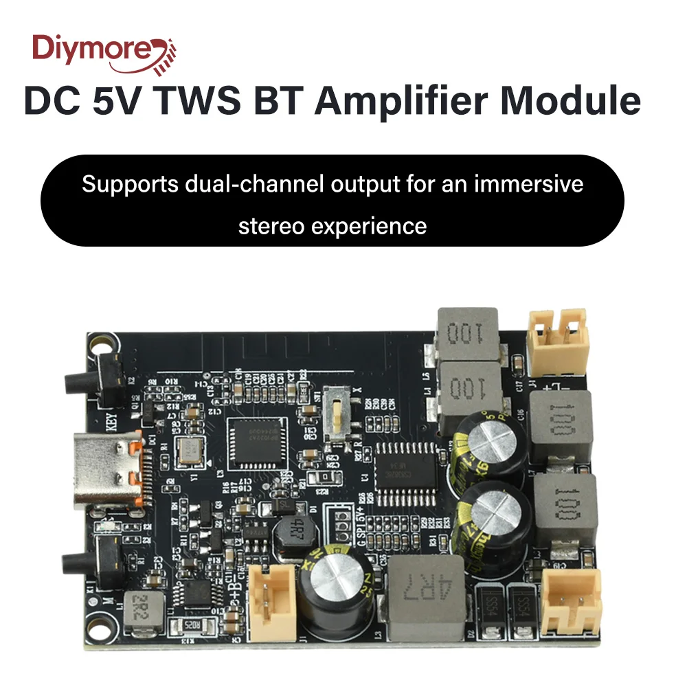 2*10W Dual Channel Bass Enhancement Algorithm BT Amplifier Board DC 5V TWS BT Amplifier Module Type C