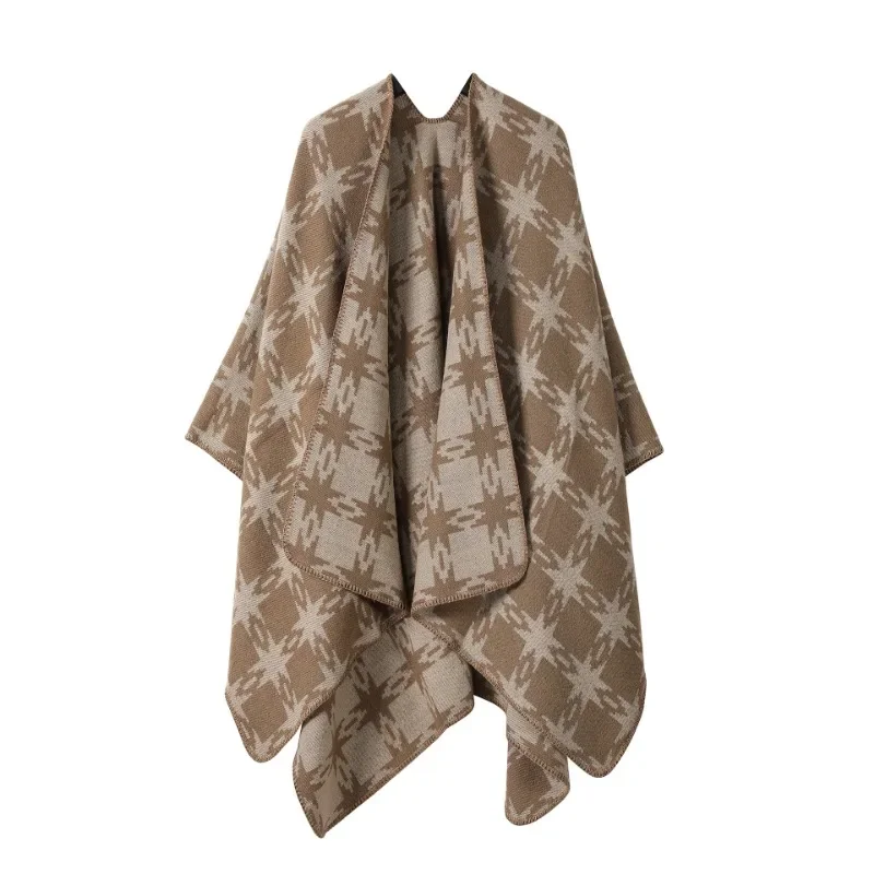 تقليد الكشمير شال كيب المرأة شال الرجعية شق موضة دافئة تقليد الكشمير الجاكار متقلب نمط وشاح شال