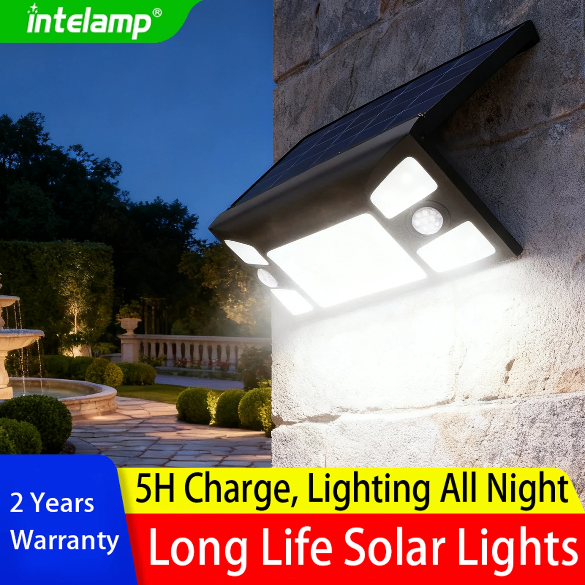 

Мощные солнечные светильники 2026 года с датчиком движения, сверхъяркие уличные настенные лампы IP65 водонепроницаемые для сада, двора, дорожек, гаража