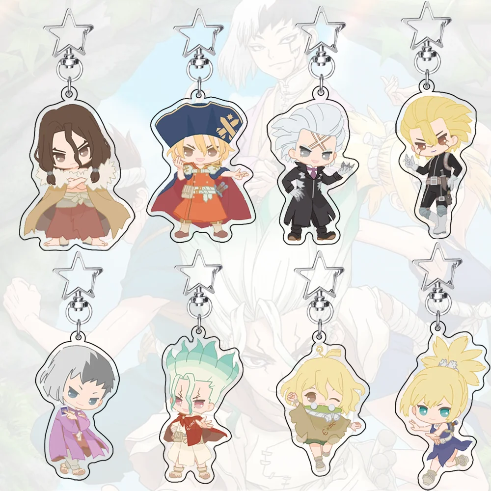 Llavero de acrílico de 6 cm de Anime Dr. Stone con figuras de Senku Ishigami y Kohaku, bonito colgante para bolso, regalos coleccionables