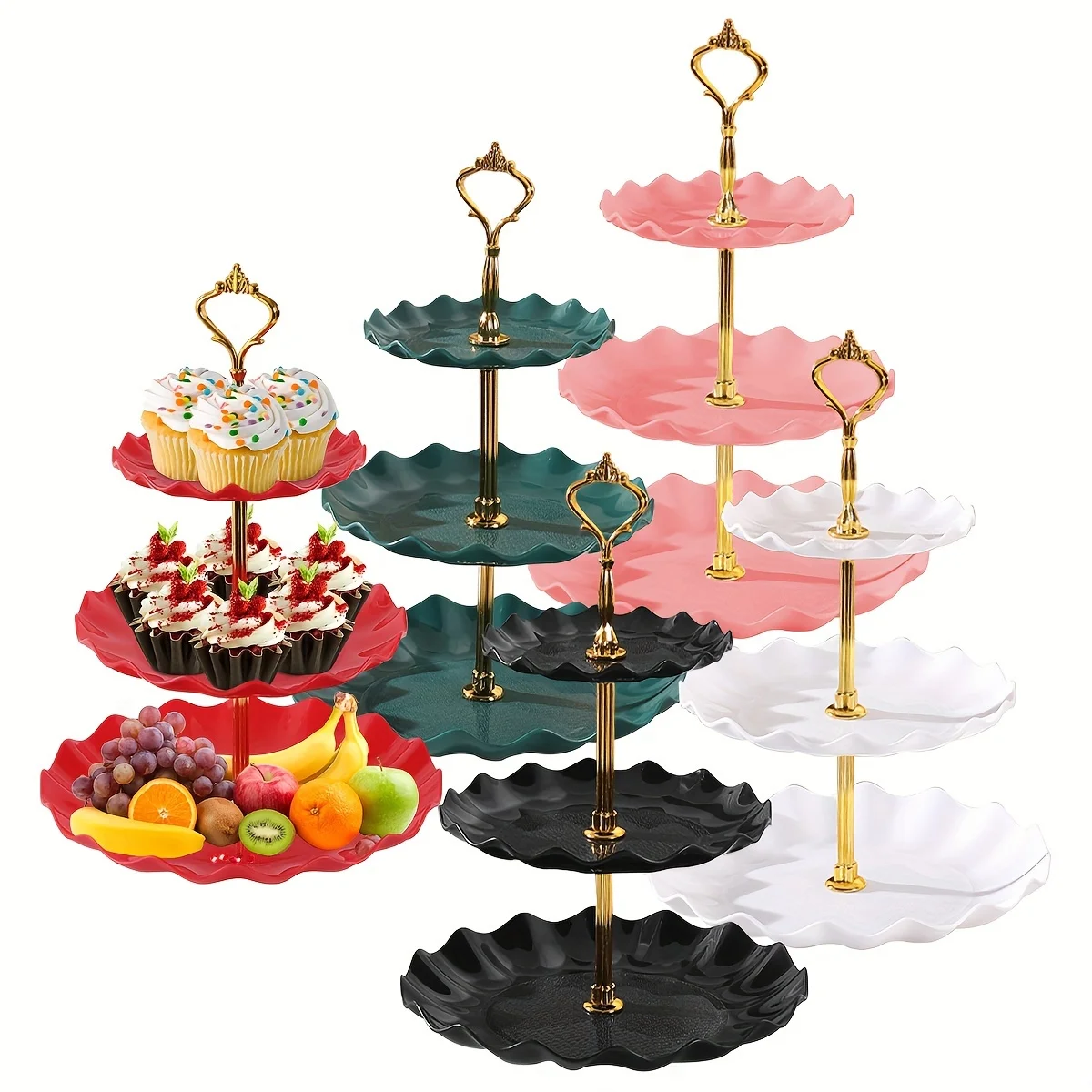 

3-piece party three-layer cake rack, multi-layer fruit tray cupcake rack, suitable for birthdays, weddings, and parties