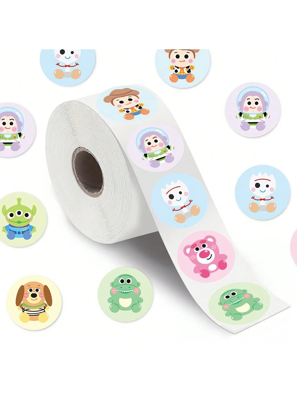 500Pcs/Roll Disney Toy Story Cartoon Round Sealing Sticker DIY PVC Laptop Decals Water Cup Decoration Stiker Reward Gift Toys