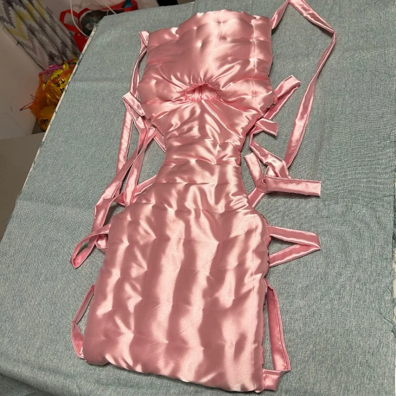 Men Glossy Soft Floral Silky Touch Briefs with Filled Long Staple Cotton Sheath Pants Club Sexy Costumes Private Party BF Male