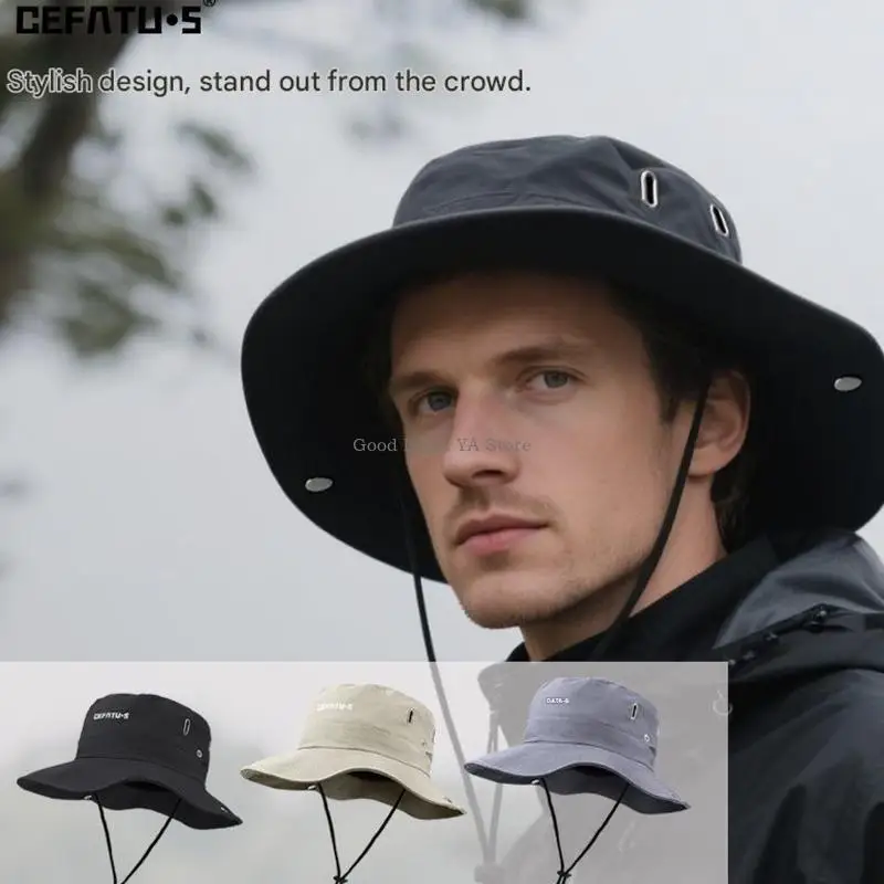 Windproof Quick Drying Bucket Hat Fisherman Cap With Sweatband And Side For Convertible Cowboy