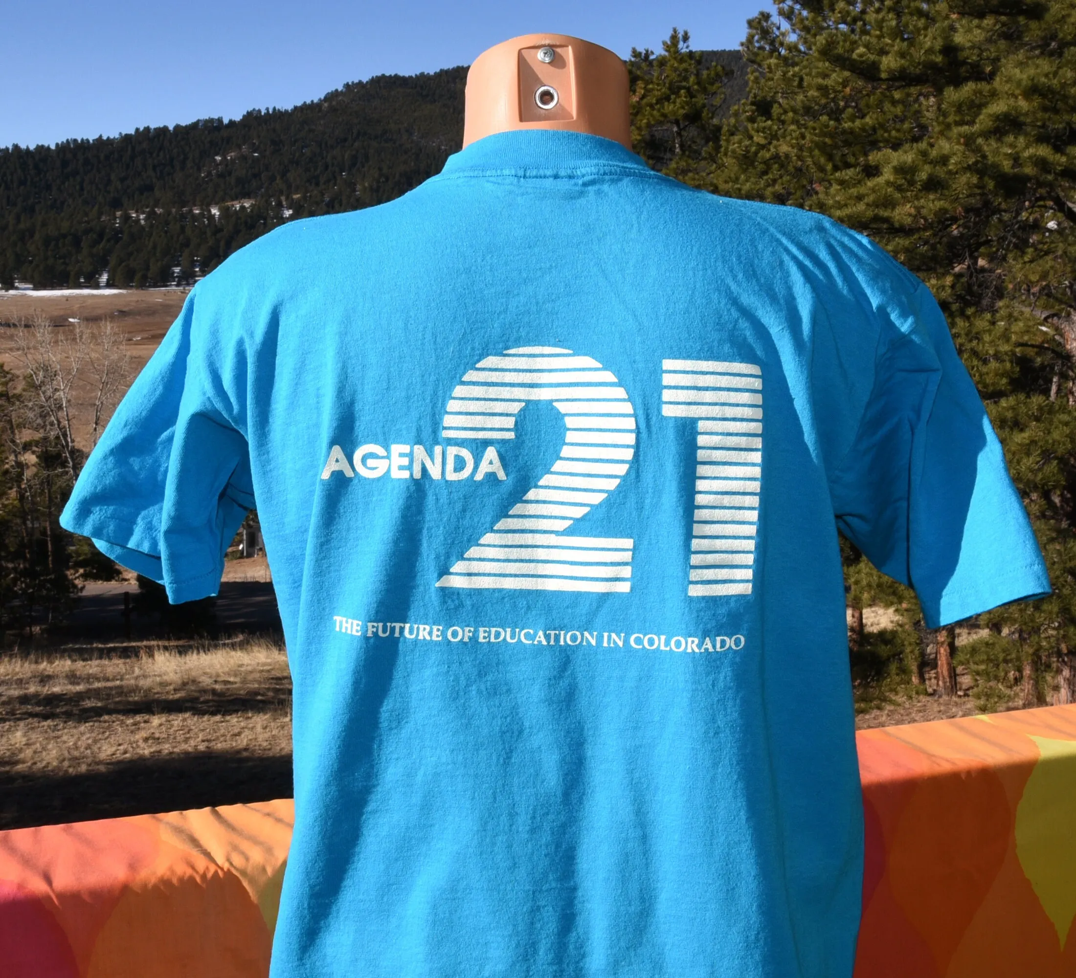 vintage 90s tee AGENDA 21 earth summit colorado nature peace t shirt Large Medium