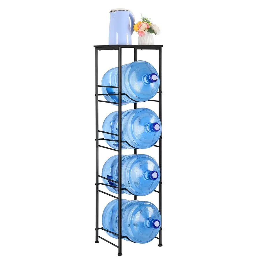 

5 Gallon Water Jug Holder 4 Tier Gallon Water Bottle Holder with Storage Shelve Water Cooler Jug Rack Stand for 5 Gallon Water D
