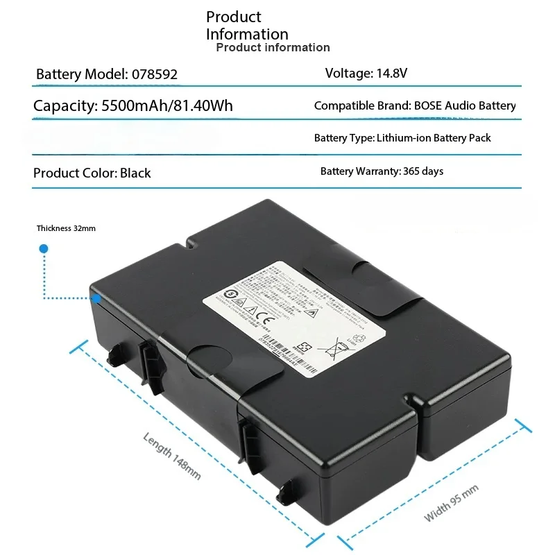 5500mAh 81.4Wh Replacement Bluetooth audio speaker battery for BOSE S1 S1 Pro 078592 789175