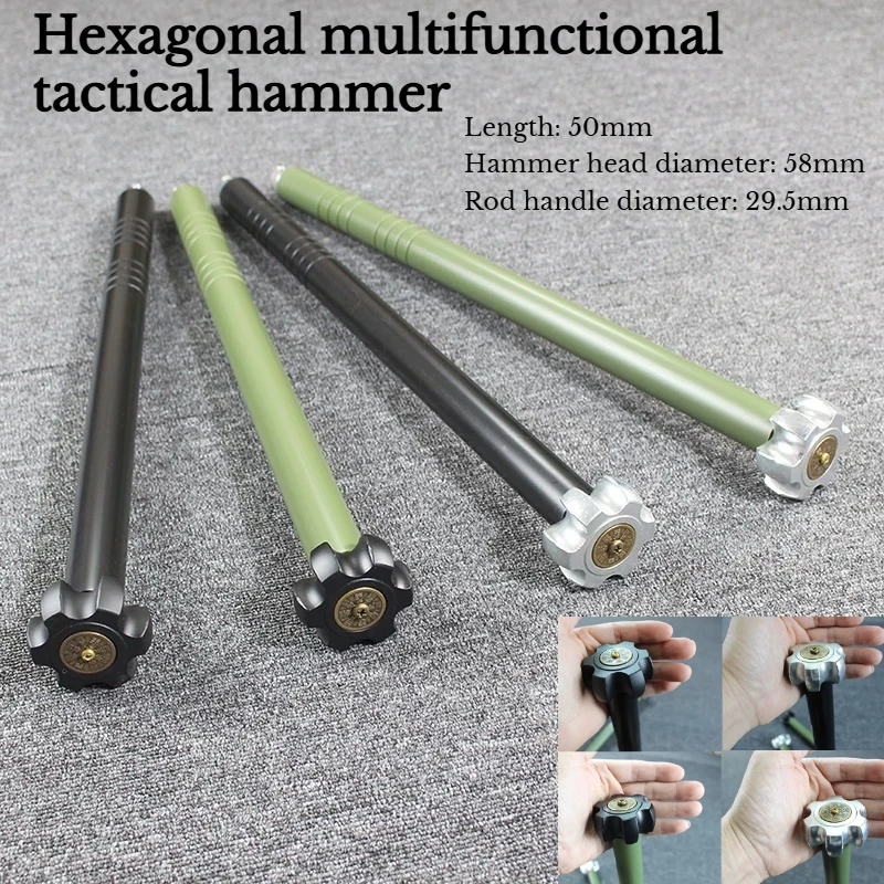 Hexagonal Handmade Bone Flower Tactical Hammer Multifunctional Outdoor Self-defense Vehicle Window Breaking Hand Tool