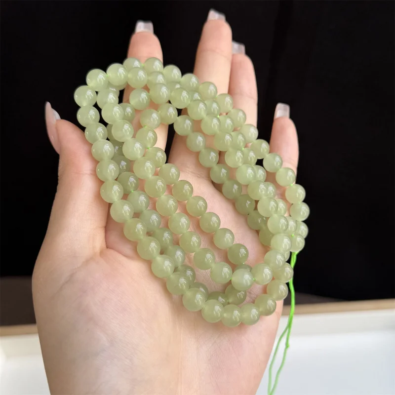 

Натуральный цвет нижней части 8 мм 108 Ожерелье из нефрита Хэтянь 108 бусин