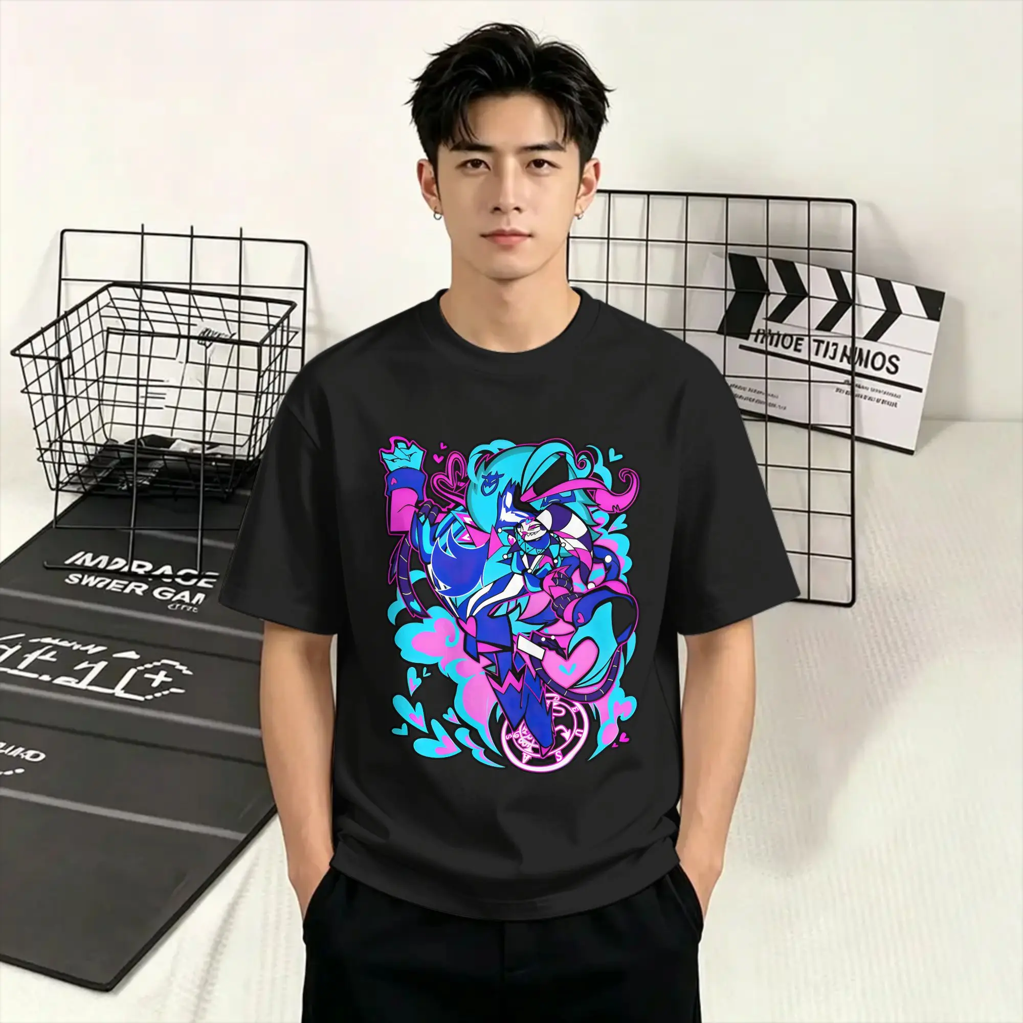 Vintage T-Shirt Summer Helluvas Bosses Characters Fashion T-Shirts Ozzie x Fizzarolli 100% Cotton T Shirt for Men Plus Size 6XL