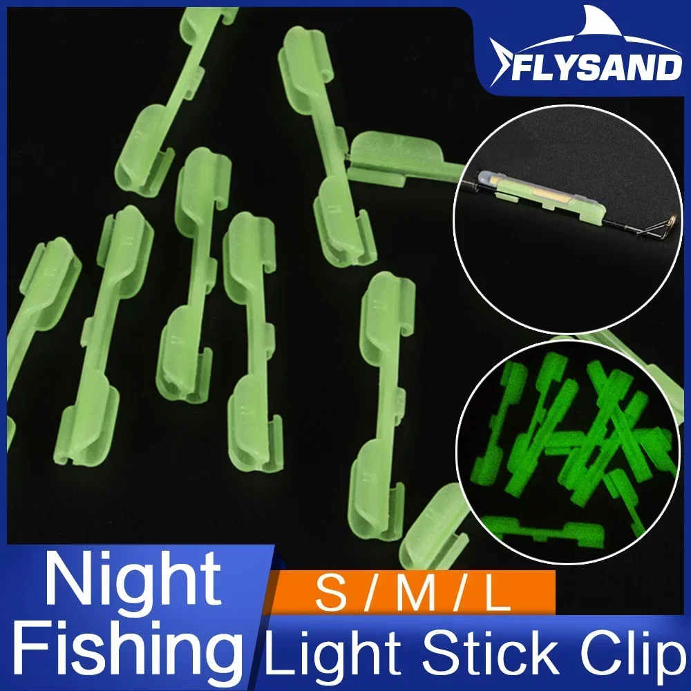 FLYSAND Night Fishing Light Stick Clip ABS Fishing Float Tip Light Holder Luminous Glow Stick Clip Card Holder 10PCS/Bag