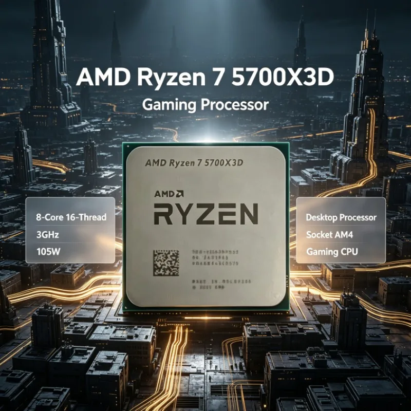 AMD Ryzen 7 5700X3D Computer Processor 8-Core 16-Thread 3.0GHz 105W Socket AM4 DDR4 Desktop CPU