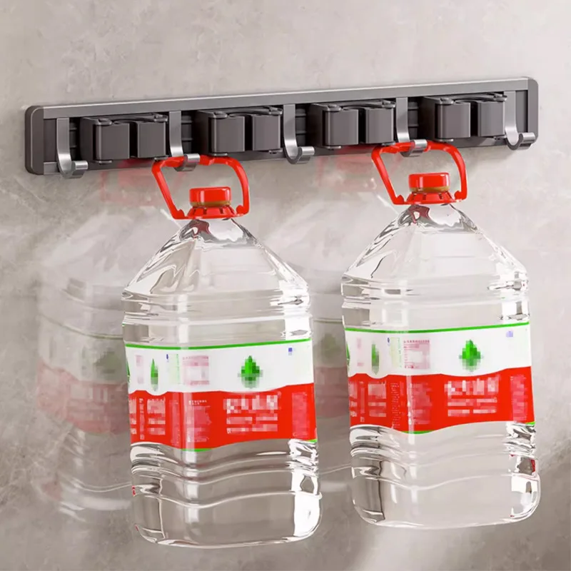 Mop and Broom Organizer Mop Holder Rack Mop Holder Wall Mounted Strong Broom Mop Holder Self With 5 Hooks Organizers Hang Broom image 4