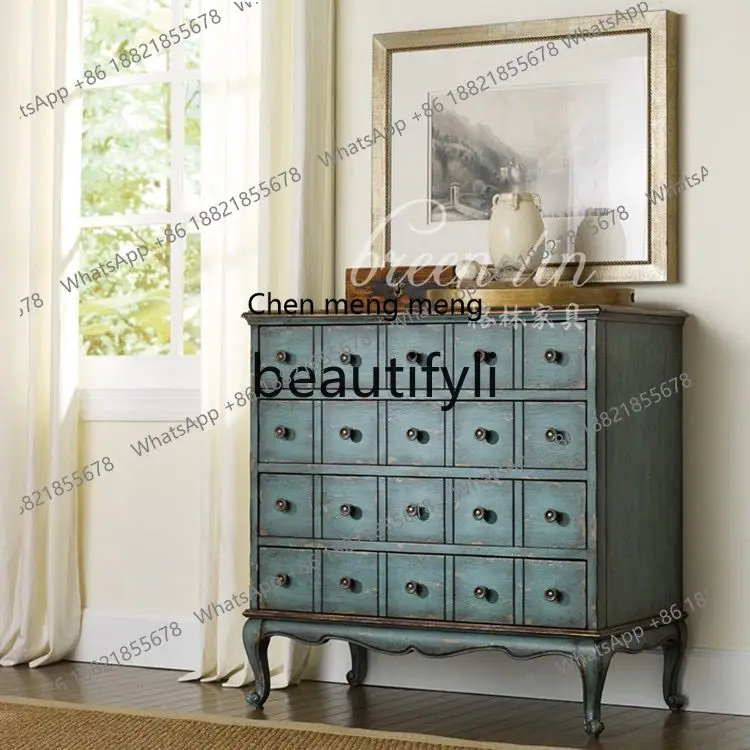 

178American country solid wood chest/European multi-drawer decorative cabinet/retro and old porch cabinet