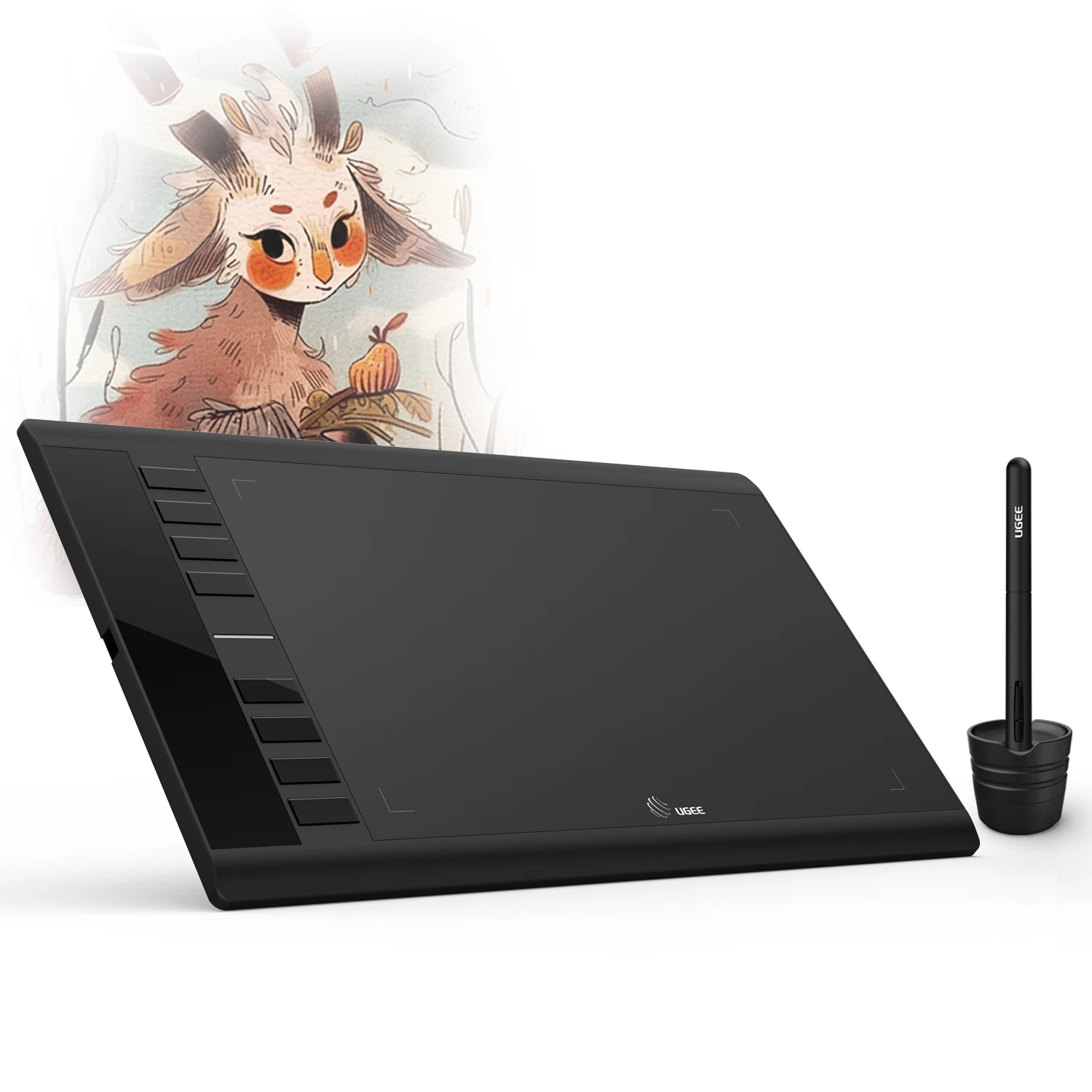 UGEE-tableta gráfica M708 de 10 pulgadas, Tablet de dibujo con 8 teclas de acceso rápido, lápiz Digital 8192, lápiz óptico 266RPS para Win11/10/8/7, Mac OS, PC cromado, portátil