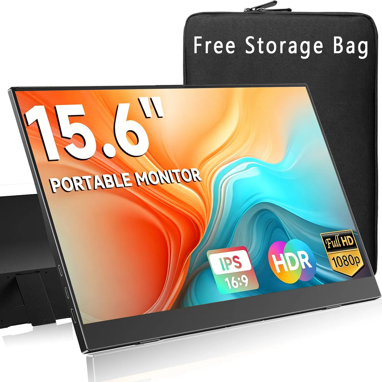 15.6 Inch 1920*1080P FHD Portable Monitors 72%sRGB IPS 16:9 With Type-C Mini HDMI For Laptop Phone TV XBox Dack PS4/5 Mac Switch