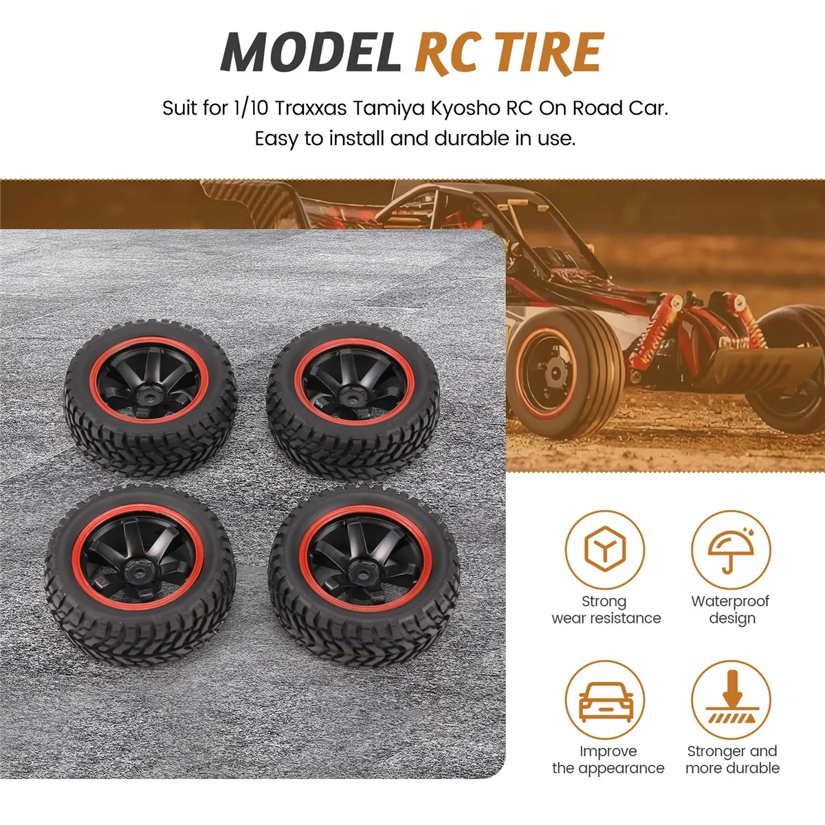 Новинка для раллийного автомобиля 1:10, резиновые шины и колесные диски 75 мм для масштаба 1/10 HSP 94123 HPI Kyosho Tamiya RC on Road Car