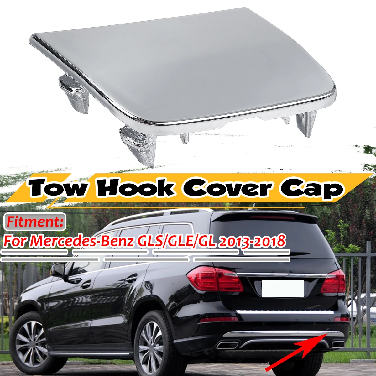 Chrome Silver Car Rear Bumper Tow Hook Cover Cap For Mercedes For Benz GLS GLE GL 2013-2018 1668852323