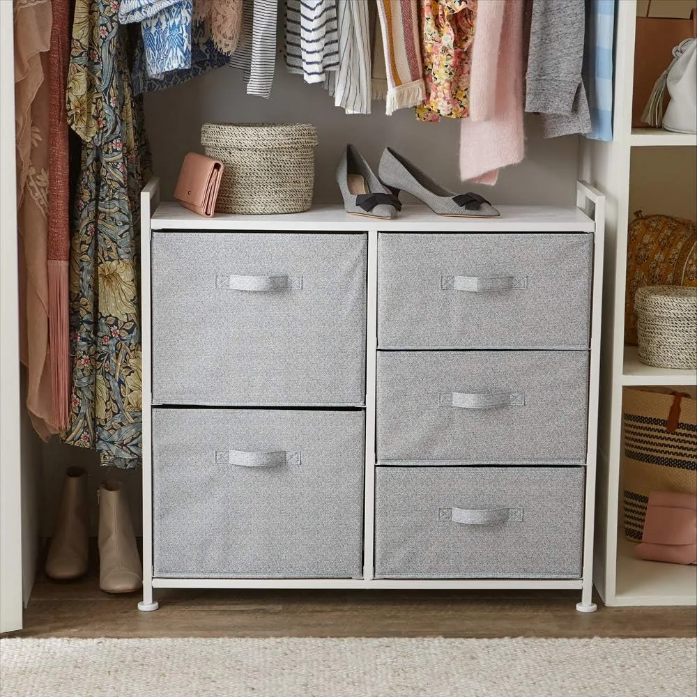 Bedroom Closet Organizer with 5 Fabric Drawers for Efficient Clothes Storage